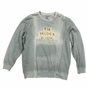 Late Sunday Afternoon Gray Crewneck Sweater with Gold Print Pullover‎ Large
